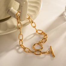 18K Gold-Plated Stainless Steel Toggle Chain Bracelet Bracelets