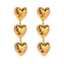 18K Gold-Plated Triple Heart Drop Earrings Earrings