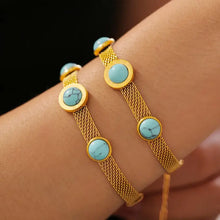 Turquoise Titanium Steel Bracelet Gold One Size Bracelets