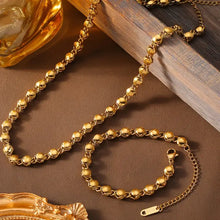 18k gold-plated twisted bead copper necklace and bracelet set