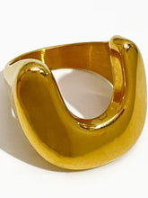 Chunky 18K gold-plated U-shaped stainless steel ring