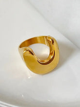 Polished 18K gold-plated stainless steel U-shaped ring