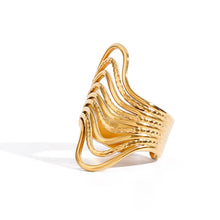 18K Gold Plated Wavy Open Ended Statement Ring