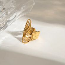 18K Gold Plated Wavy Open Ended Statement Ring