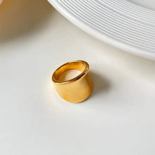 18K gold-plated wide band ring with polished, flared band