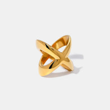 18K Gold Plated X Shaped Crisscross Ring in Stainless Steel Gold 7