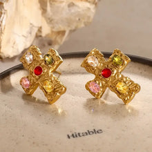 18K Gold-Plated Zircon Cross Earrings Earrings