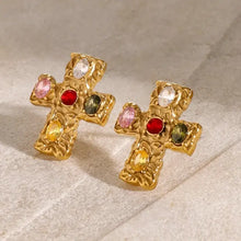 18K Gold-Plated Zircon Cross Earrings Earrings
