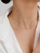 18K gold-plated inlaid zircon layered necklace with gemstones