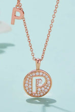 18k rose gold-plated initial P pendant necklace with pavé zirconia