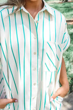 St Patricks Striped Wide Short Sleeve Shift Mini Shirt Dress Casual Dresses