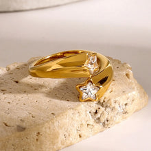 Star Crystal Gold Adjustable Ring Gold One Size