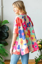 HOPELY Full Size Floral V-Neck Side Slit T-Shirt Woman T Shirts