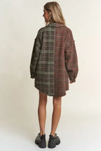 J.NNA Snap Down Tweed Plaid Contrast Longline Shacket Woman Outerwear