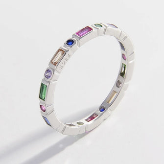925 Sterling Silver Inlaid Zircon Ring Silver