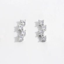 925 Sterling Silver Inlaid Zircon Stud Earrings Silver One Size