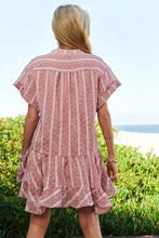 Davi & Dani Embroidery V Neck Short Sleeve Ruffled Mini Dress Casual Dresses