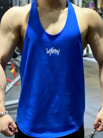 Men's Plus Size Round Neck Racerback Tank Royal Blue