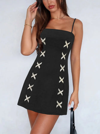 Contrast Mini Cami Dress Black Cocktail Dress