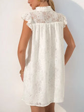 Lace Notched Cap Sleeve Mini Dress Casual Dresses