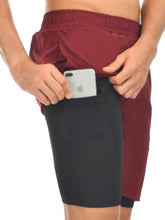 Men's Elastic Waist Active Shorts Burgundy