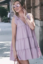 And The Why Polka Dot Textured Layered Flounce Ruffle Dress Lavender Casual Dresses