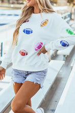 Football Round Neck Long Sleeve Sweatshirt White Woman Sweatshirts