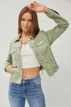 RISEN Full Size Raw Hem Button Up Cropped Denim Jacket Plus Size Woman Outerwear