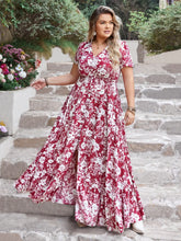 Plus Size Slit Printed V-Neck Maxi Dress Woman Maxi Dress