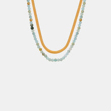 Beaded Titanium Steel Double-Layered Necklace Gold One Size