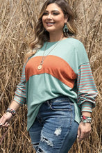 Plus Size Color Block Dropped Shoulder T-Shirt Woman T Shirts