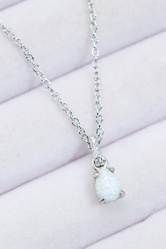 Opal Pendant 925 Sterling Silver Chain-Link Necklace Silver One Size