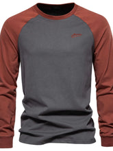 Men's Contrast Round Neck Raglan Sleeve T-Shirt Dark Gray