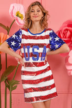 BiBi American Flag Theme Usa Print Sequin Dress Casual Dresses