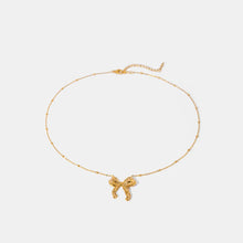 Stainless Steel Bow Pendant Necklace Gold One Size