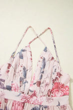 Floral Pleated Deep V Backless Maxi Dress Woman Maxi Dress