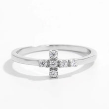 925 Sterling Silver Zircon Cross Ring Silver