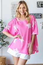 HOPELY Star Pattern Oversized Waffle T-Shirt Woman T Shirts