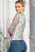 Floral Round Neck Long Sleeve Top Woman Blouses