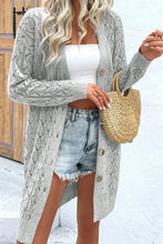 Openwork Button Down Long Sleeve Cardigan Woman Outerwear