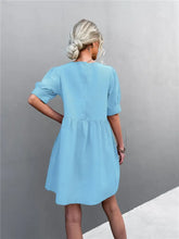 Round Neck Puff Sleeve Mini Dress Casual Dresses