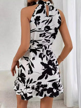 Halter Neck Floral Print Mini Dress
