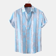 Men's Plus Size Casual Striped Short Sleeve Button-Up Shirt Stripe