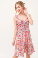 And The Why Tied Front Smocked Back Tiered Boho Printed Dress Red Multi Casual Dresses