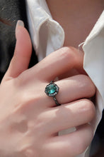 925 Sterling Silver Paraiba Blue Zircon 4-Prong Ring Black