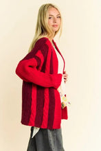 Davi & Dani Cable-Knit Color Block Open Front Cardigan Woman Outerwear