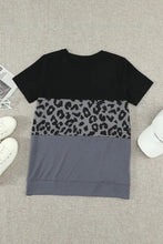 Leopard Print Color Block Short Sleeve T-Shirt Woman T Shirts
