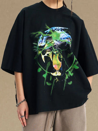 Men's Graphic Round Neck Half Sleeve T-Shirt Black
