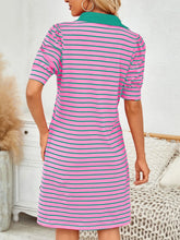 Contrast Striped Short Sleeve Mini Dress