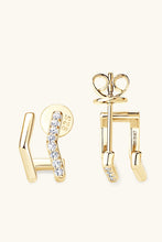 Moissanite 925 Sterling Silver Double-Layered Earrings Gold One Size